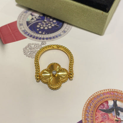 [Lumi Jewelry]CLOVER RIVERSIBLE BLUE AGATE RING