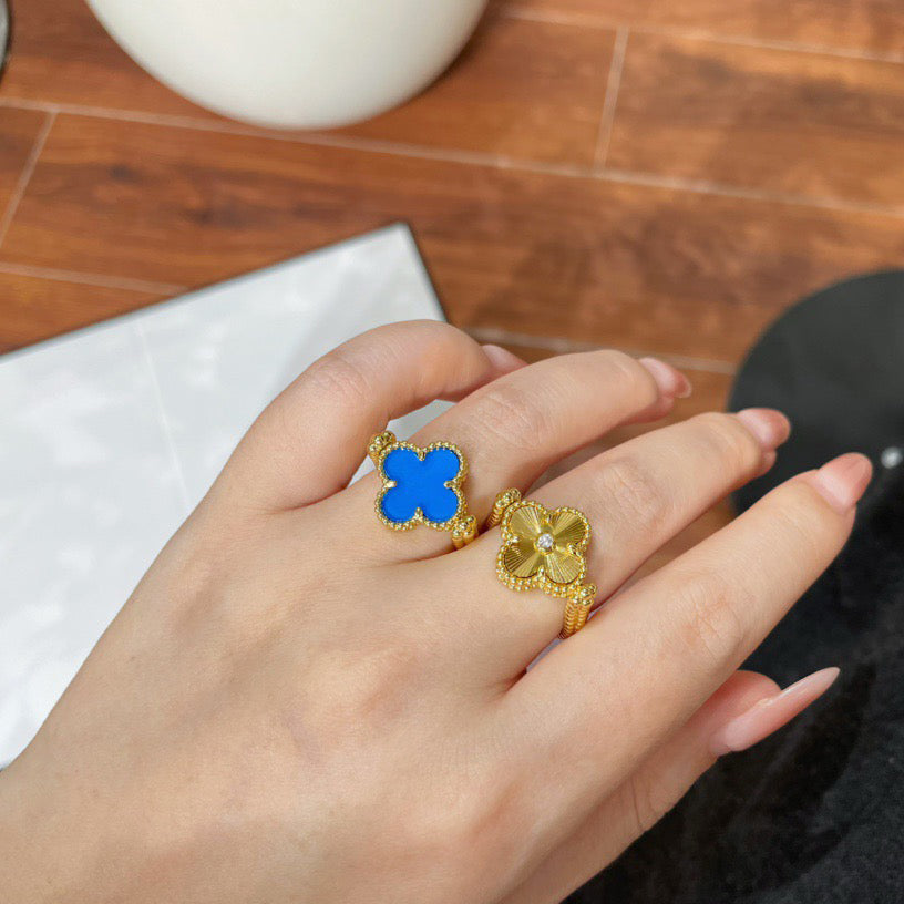 [Lumi Jewelry]CLOVER RIVERSIBLE BLUE AGATE RING