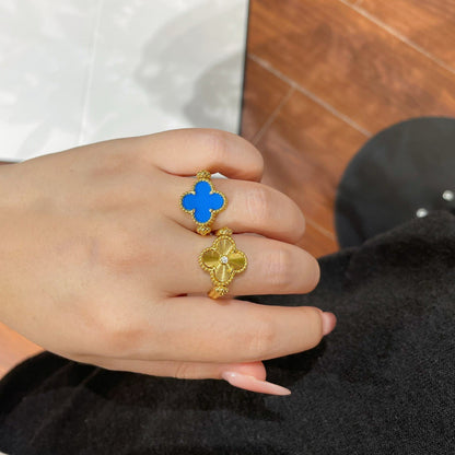 [Lumi Jewelry]CLOVER RIVERSIBLE BLUE AGATE RING