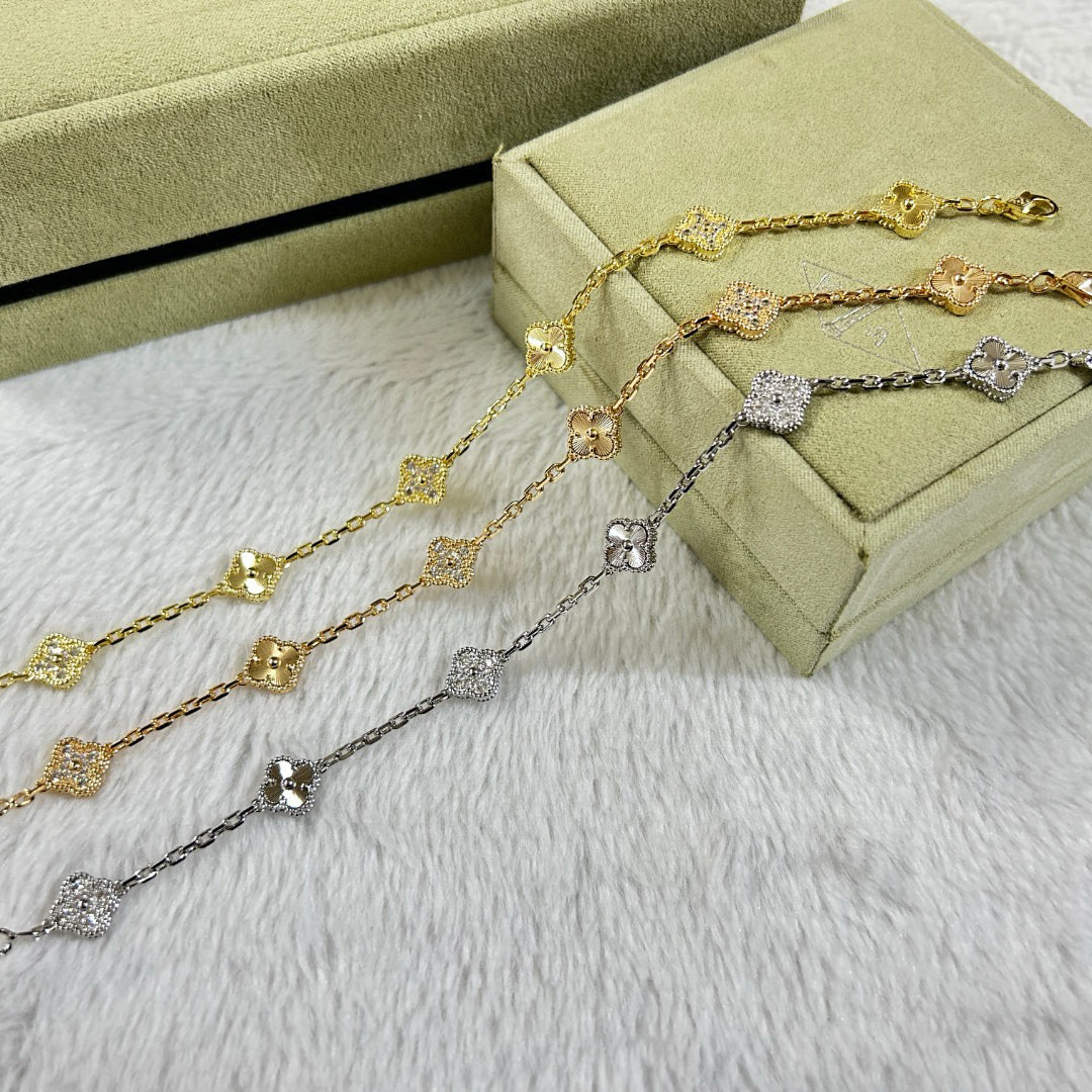 [Lumi Jewelry]CLOVER 6 MOTIF DIAMOND LASER BRACELET