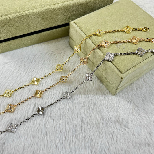 [Lumi Jewelry]CLOVER 6 MOTIF DIAMOND LASER BRACELET