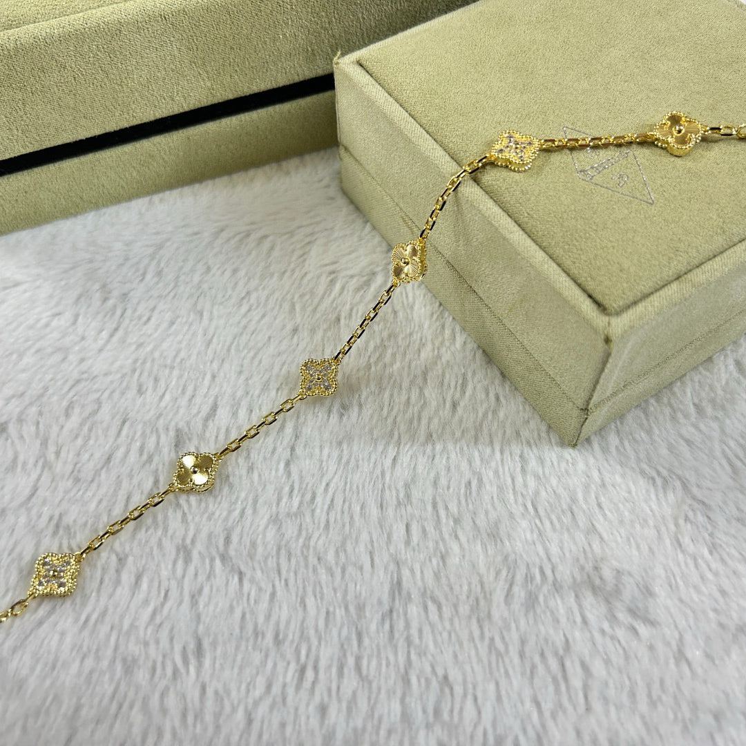 [Lumi Jewelry]CLOVER 6 MOTIF DIAMOND LASER BRACELET