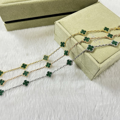 [Lumi Jewelry]CLOVER 6 MOTIF MALACHITE BRACELET