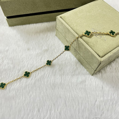 [Lumi Jewelry]CLOVER 6 MOTIF MALACHITE BRACELET