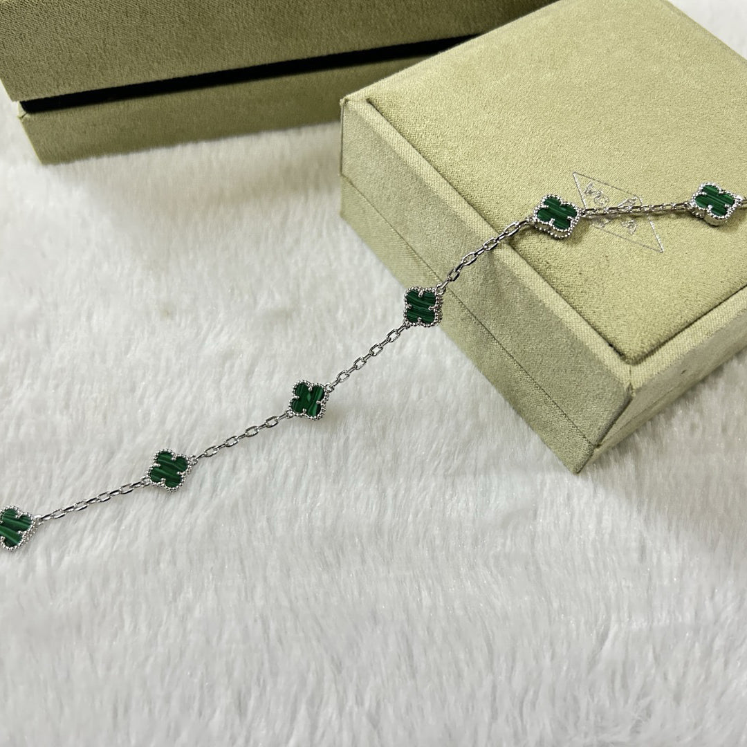 [Lumi Jewelry]CLOVER 6 MOTIF MALACHITE BRACELET