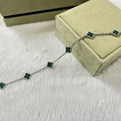 [Lumi Jewelry]CLOVER 6 MOTIF MALACHITE BRACELET