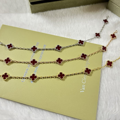 [Lumi Jewelry]CLOVER 6 MOTIF RED AGATE BRACELET