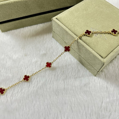 [Lumi Jewelry]CLOVER 6 MOTIF RED AGATE BRACELET