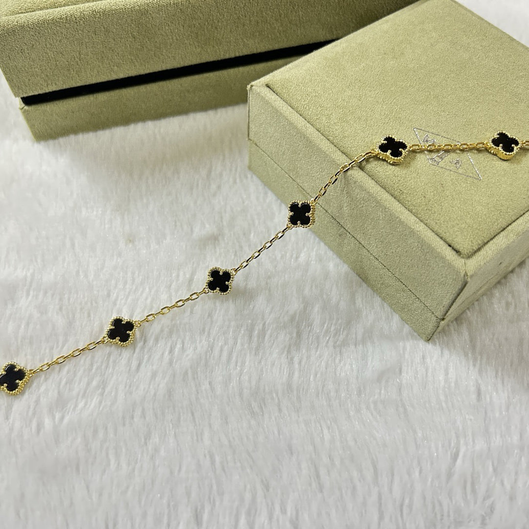 [Lumi Jewelry]CLOVER 6 MOTIF  ONYXS BRACELET