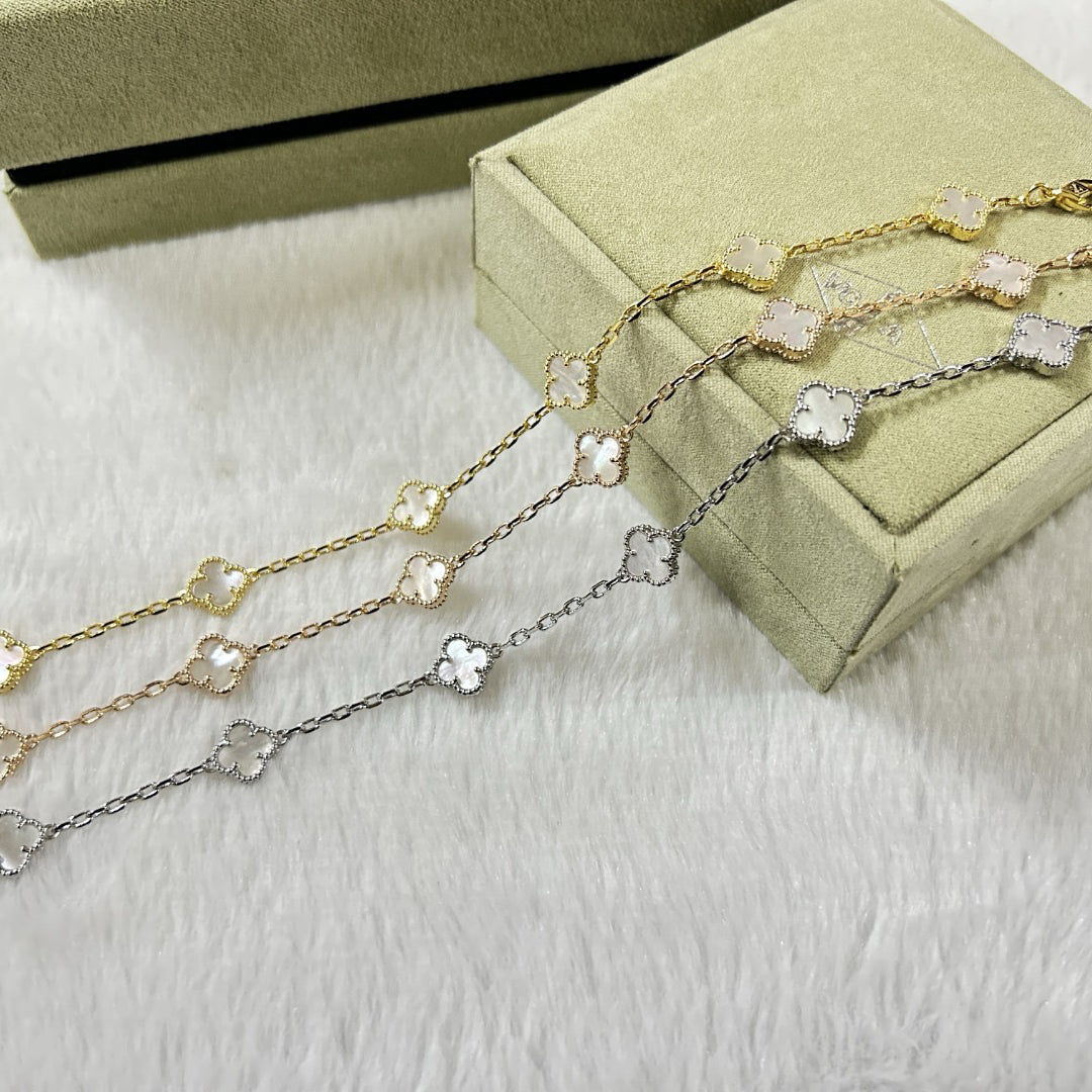 [Lumi Jewelry]CLOVER 6 MOTIF WHITE MOP BRACELET