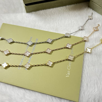 [Lumi Jewelry]CLOVER 6 MOTIF WHITE MOP BRACELET