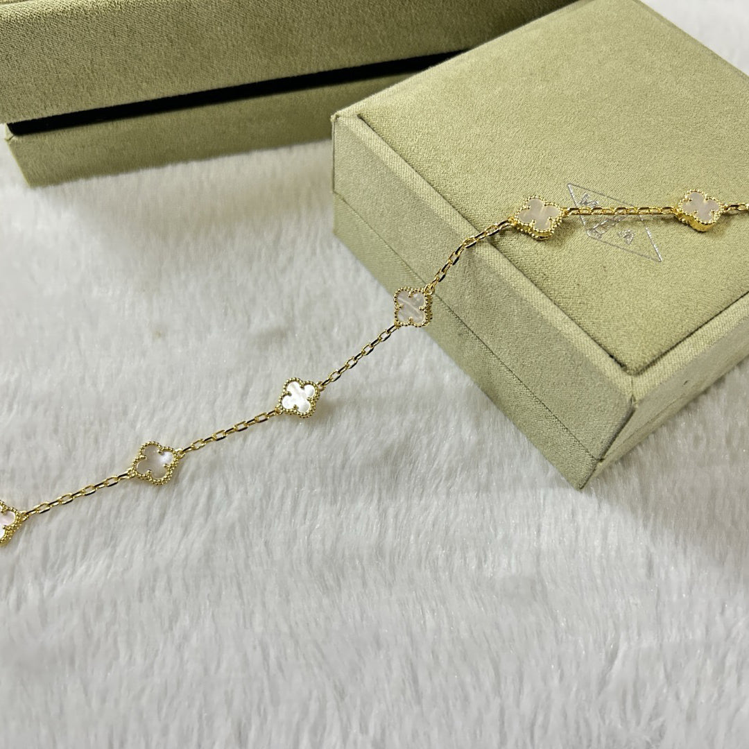 [Lumi Jewelry]CLOVER 6 MOTIF WHITE MOP BRACELET