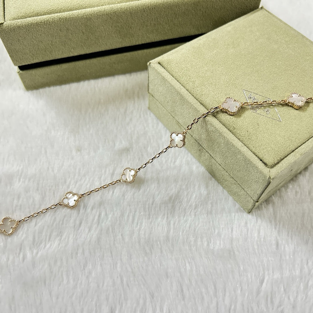 [Lumi Jewelry]CLOVER 6 MOTIF WHITE MOP BRACELET