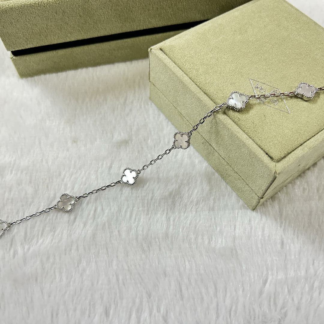 [Lumi Jewelry]CLOVER 6 MOTIF WHITE MOP BRACELET