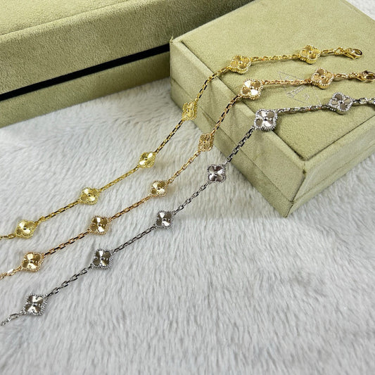 [Lumi Jewelry]CLOVER 6 MOTIF DIAMOND BRACELET