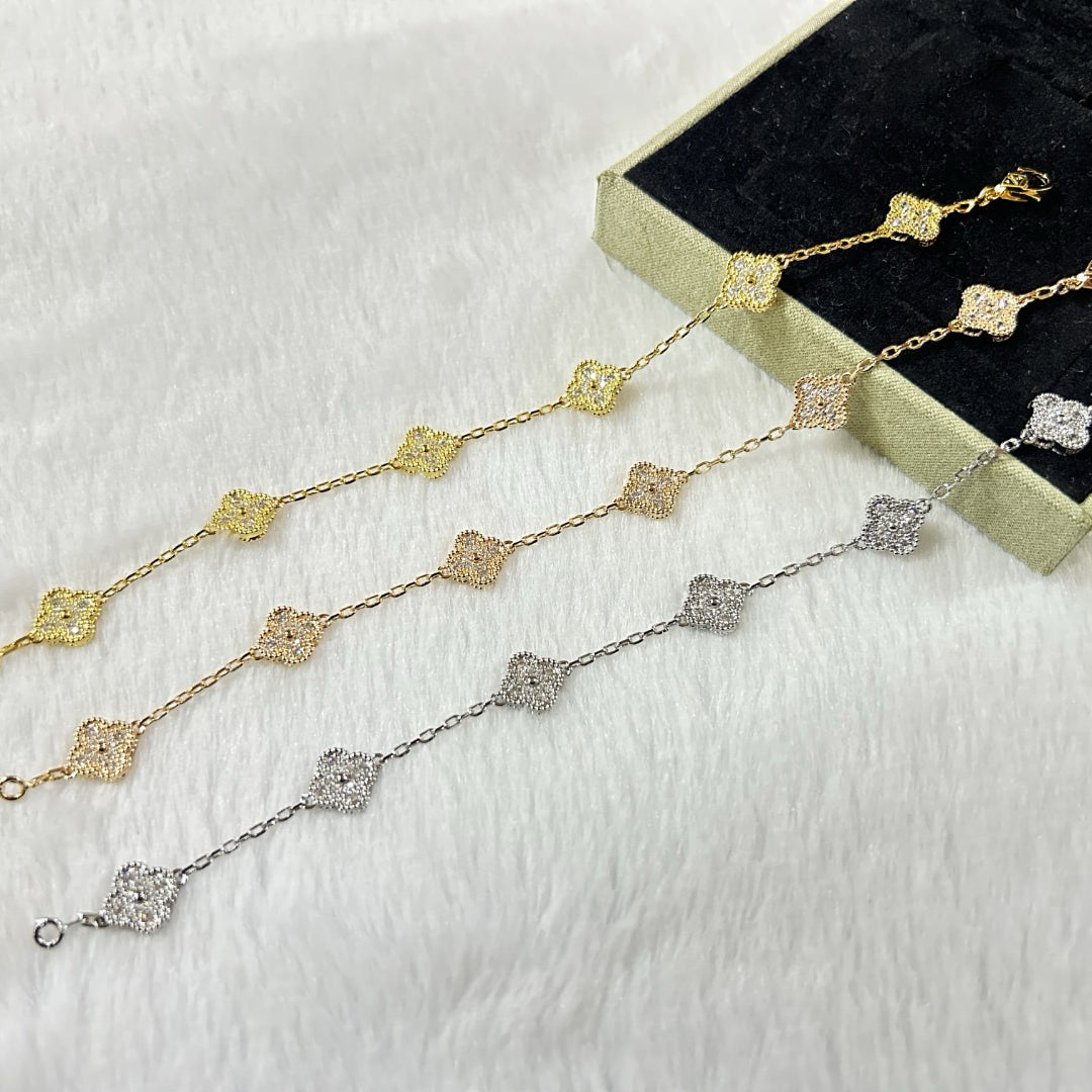 [Lumi Jewelry]CLOVER 6 MOTIF DIAMOND BRACELET