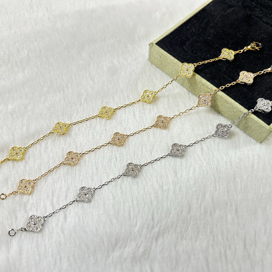 [Lumi Jewelry]CLOVER 6 MOTIF DIAMOND BRACELET