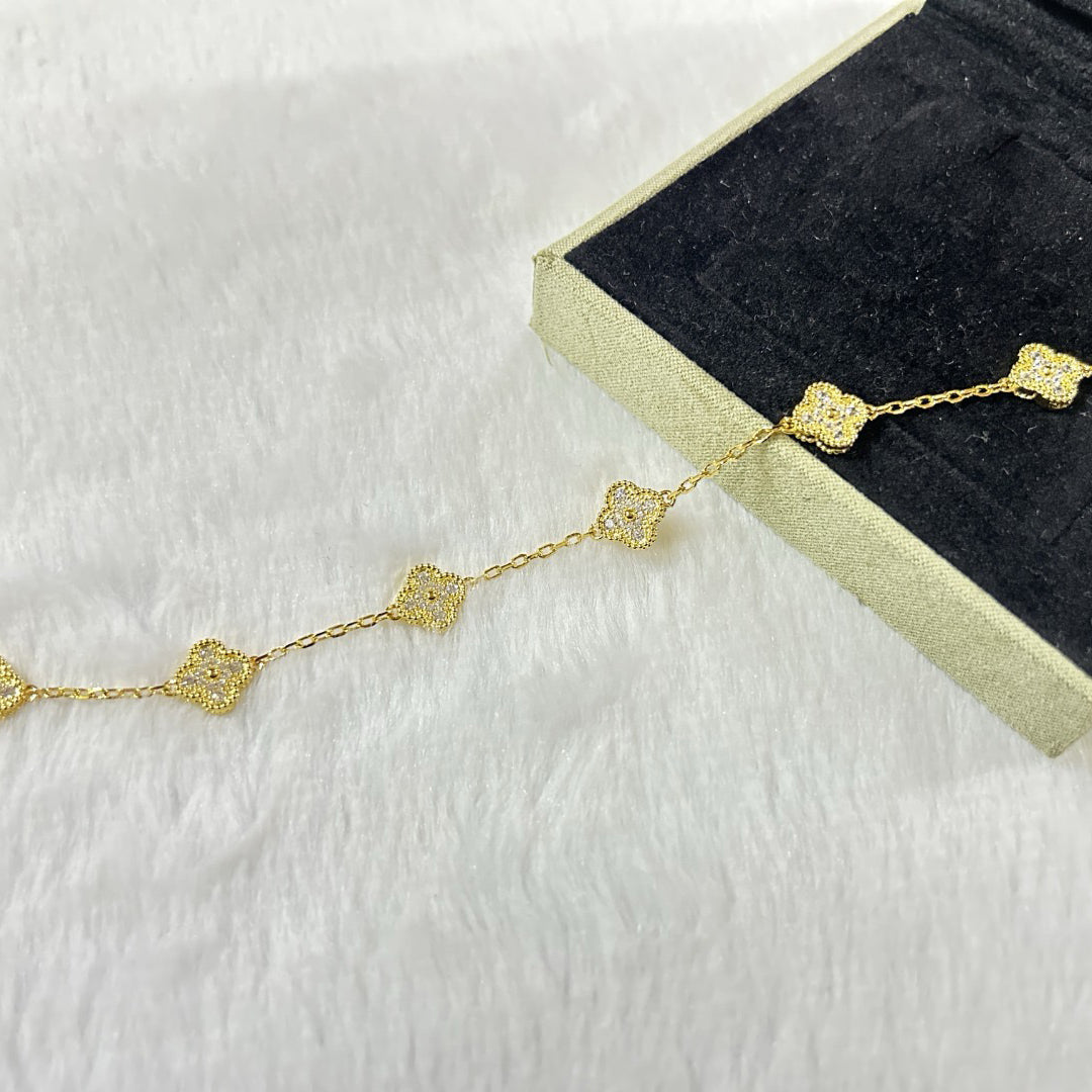 [Lumi Jewelry]CLOVER 6 MOTIF DIAMOND BRACELET