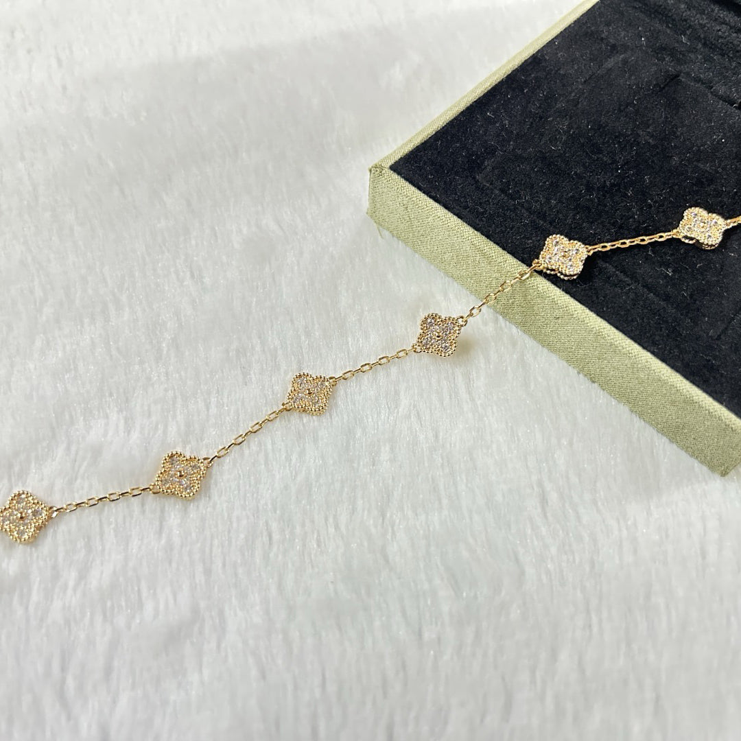 [Lumi Jewelry]CLOVER 6 MOTIF DIAMOND BRACELET