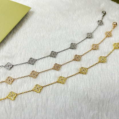 [Lumi Jewelry]CLOVER 6 MOTIF DIAMOND BRACELET