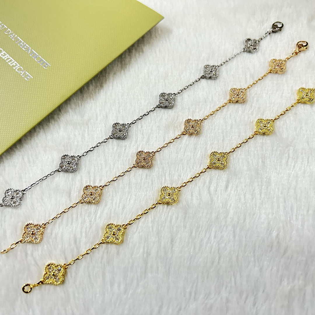 [Lumi Jewelry]CLOVER 6 MOTIF DIAMOND BRACELET