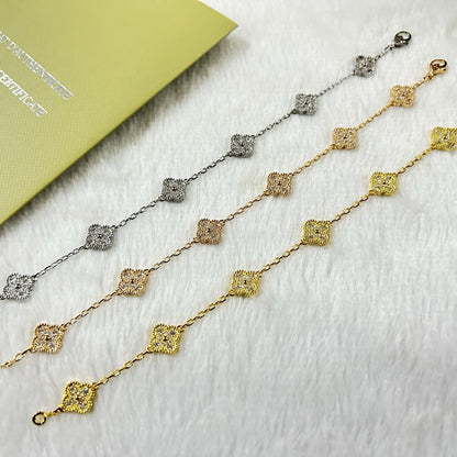 [Lumi Jewelry]CLOVER 6 MOTIF DIAMOND BRACELET