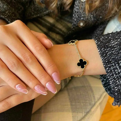 [Lumi Jewelry]CLOVER  5 MOTIFS BLACK ONYX BRACELET