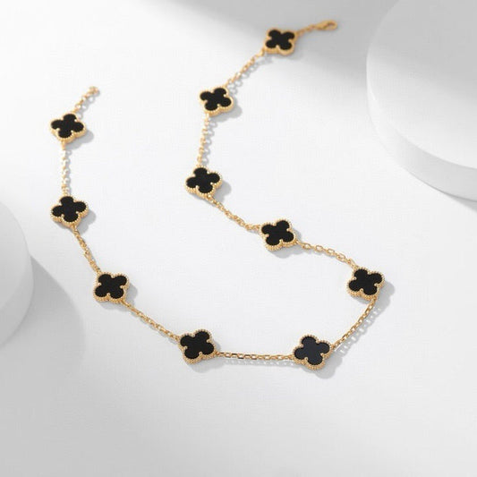 [Lumi Jewelry]CLOVERS THE 10-MOTIFS ONYX NECKLACE