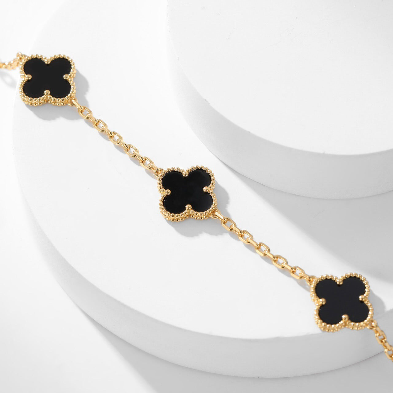 [Lumi Jewelry]CLOVERS THE 10-MOTIFS ONYX NECKLACE