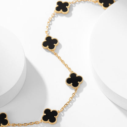 [Lumi Jewelry]CLOVERS THE 10-MOTIFS ONYX NECKLACE