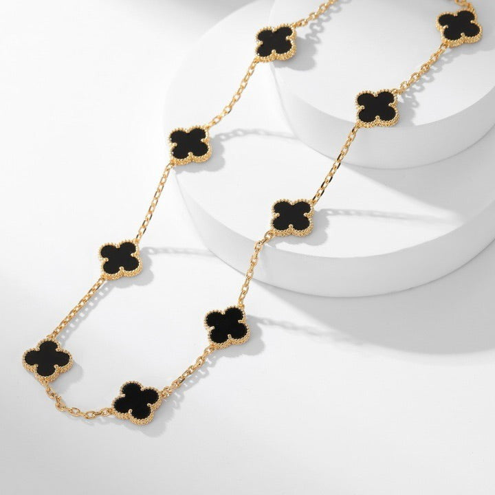 [Lumi Jewelry]CLOVERS THE 10-MOTIFS ONYX NECKLACE