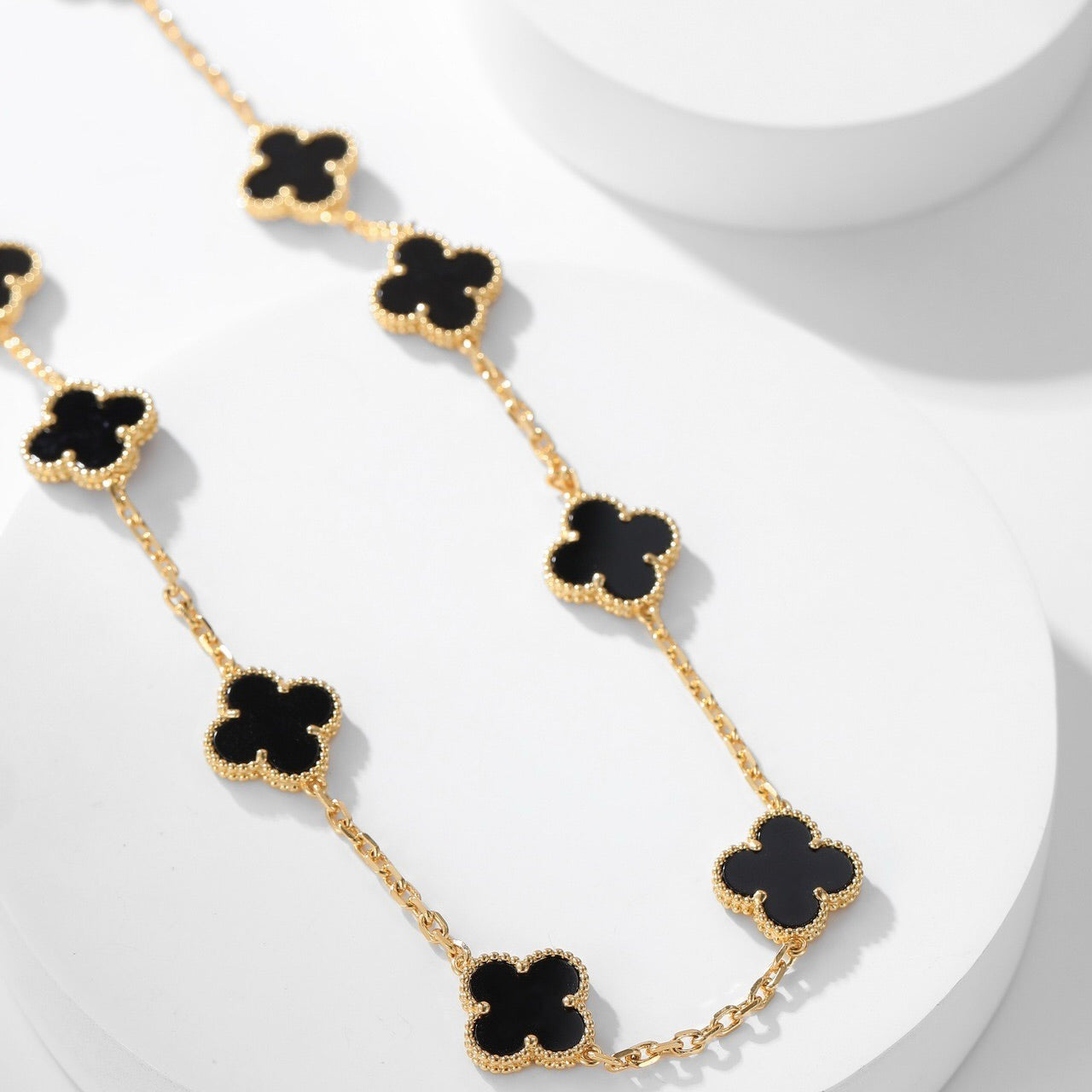 [Lumi Jewelry]CLOVERS THE 10-MOTIFS ONYX NECKLACE
