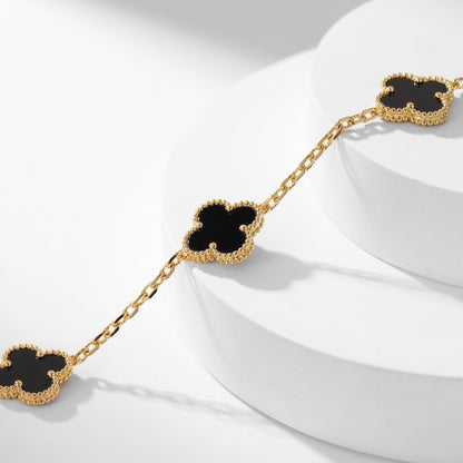 [Lumi Jewelry]CLOVERS THE 10-MOTIFS ONYX NECKLACE