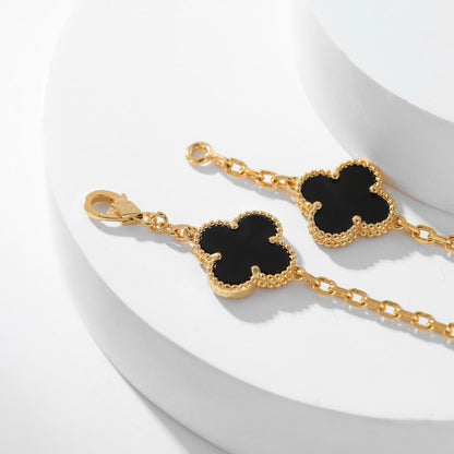 [Lumi Jewelry]CLOVERS THE 10-MOTIFS ONYX NECKLACE