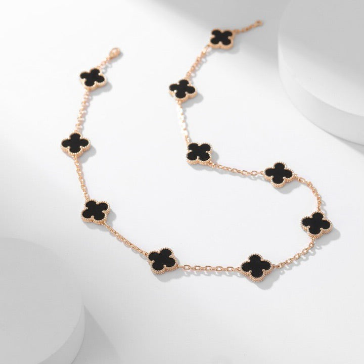 [Lumi Jewelry]CLOVERS THE 10-MOTIFS ONYX NECKLACE