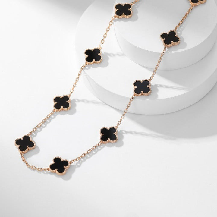 [Lumi Jewelry]CLOVERS THE 10-MOTIFS ONYX NECKLACE