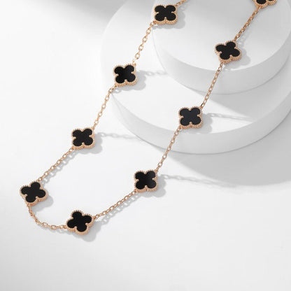 [Lumi Jewelry]CLOVERS THE 10-MOTIFS ONYX NECKLACE