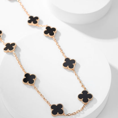 [Lumi Jewelry]CLOVERS THE 10-MOTIFS ONYX NECKLACE
