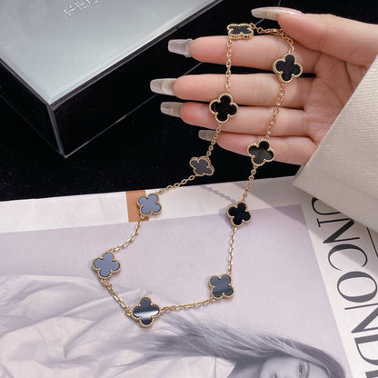 [Lumi Jewelry]CLOVERS THE 10-MOTIFS ONYX NECKLACE
