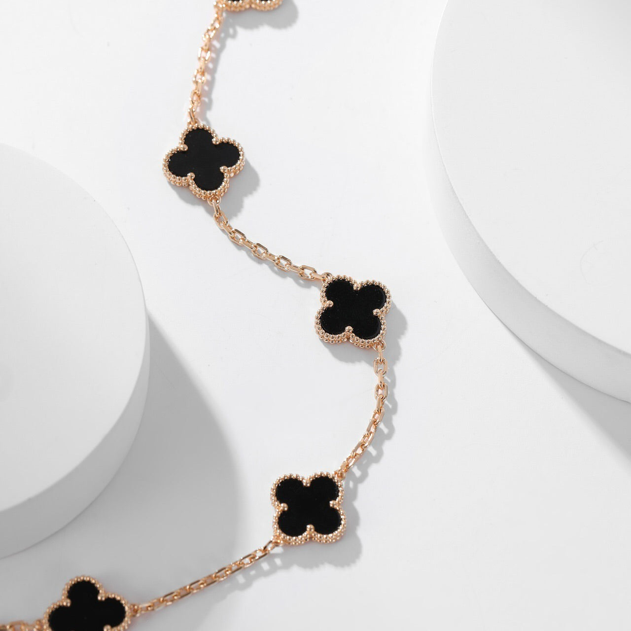 [Lumi Jewelry]CLOVERS THE 10-MOTIFS ONYX NECKLACE