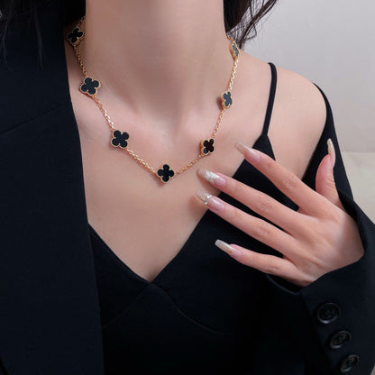 [Lumi Jewelry]CLOVERS THE 10-MOTIFS ONYX NECKLACE