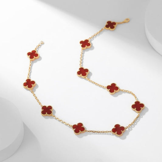 [Lumi Jewelry]CLOVERS THE  10-MOTIFS CARNELIAN NECKLACE