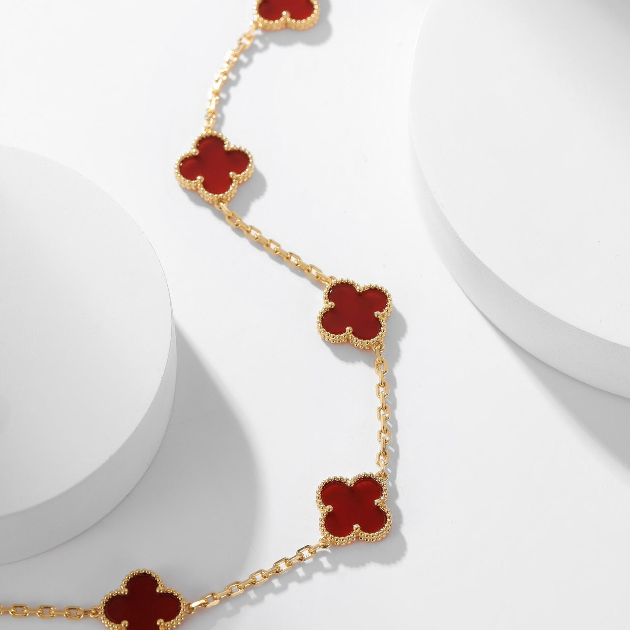 [Lumi Jewelry]CLOVERS THE  10-MOTIFS CARNELIAN NECKLACE