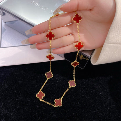 [Lumi Jewelry]CLOVERS THE  10-MOTIFS CARNELIAN NECKLACE