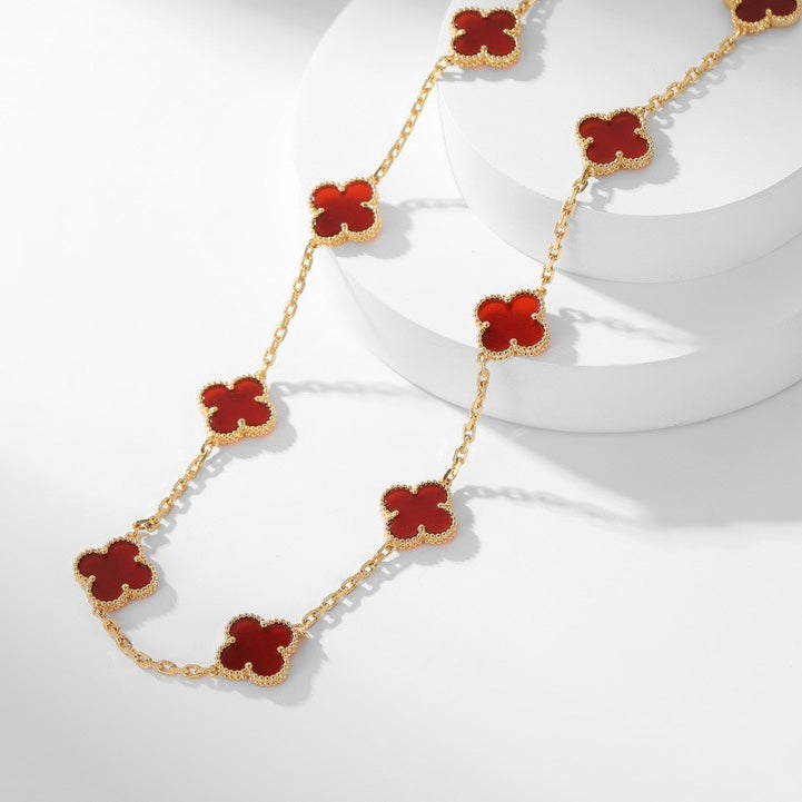 [Lumi Jewelry]CLOVERS THE  10-MOTIFS CARNELIAN NECKLACE
