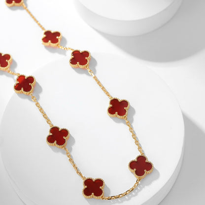 [Lumi Jewelry]CLOVERS THE  10-MOTIFS CARNELIAN NECKLACE