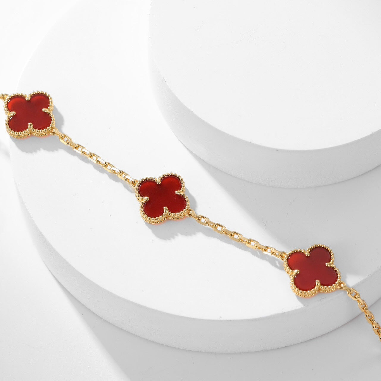 [Lumi Jewelry]CLOVERS THE  10-MOTIFS CARNELIAN NECKLACE