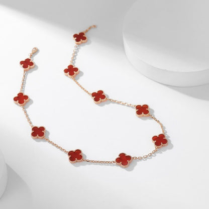 [Lumi Jewelry]CLOVERS THE  10-MOTIFS CARNELIAN NECKLACE