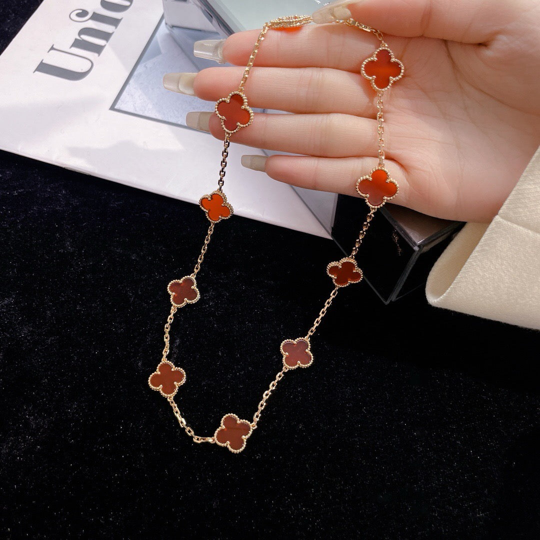 [Lumi Jewelry]CLOVERS THE  10-MOTIFS CARNELIAN NECKLACE