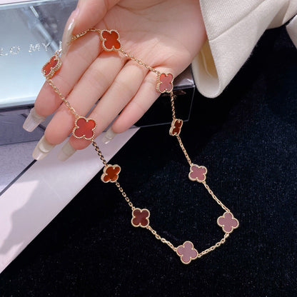 [Lumi Jewelry]CLOVERS THE  10-MOTIFS CARNELIAN NECKLACE
